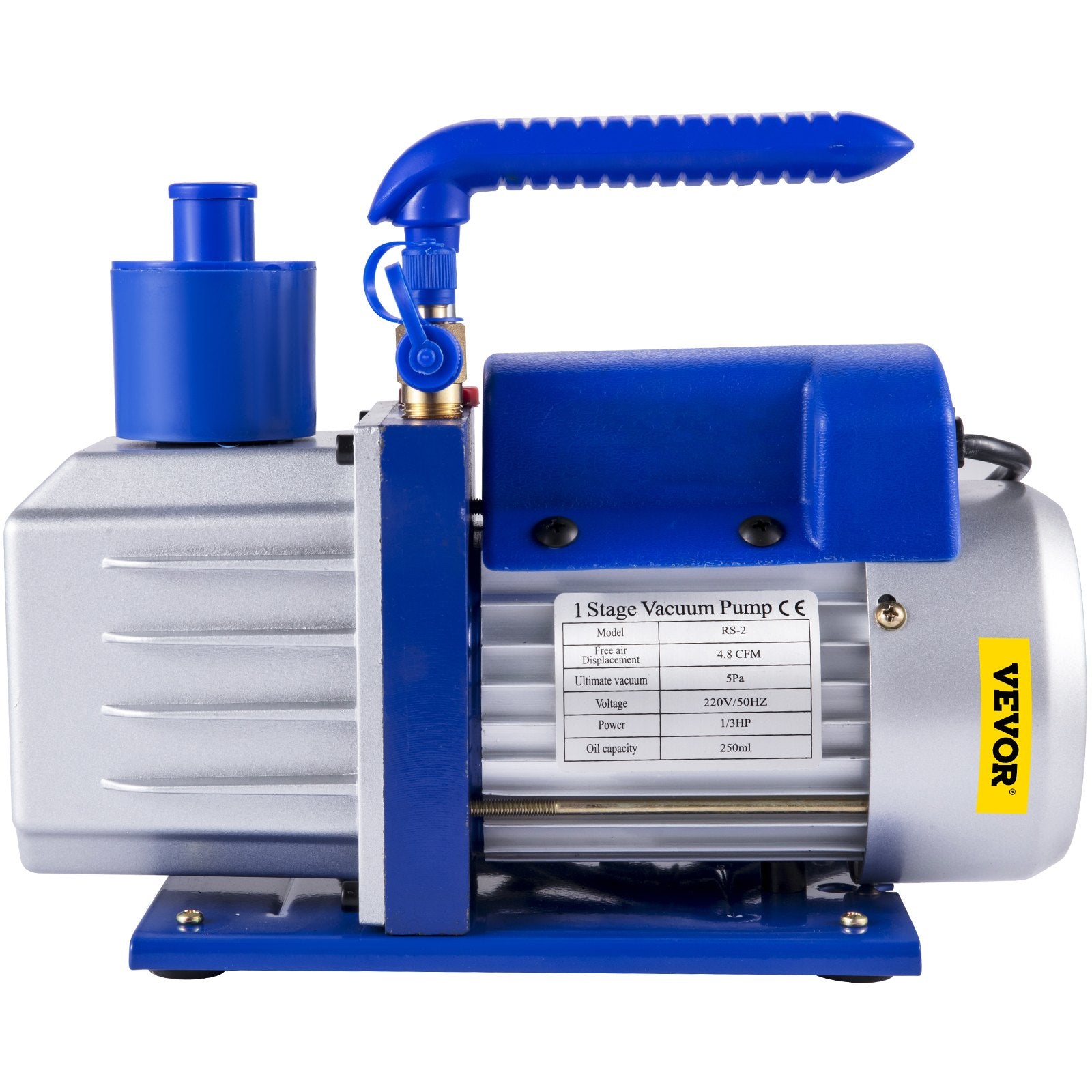 Vacuum Pump 4.8CFM 1/3HP Air Vacuum Pump HVAC A/C Air Refrigerant Rotary Vane Vacuum Pump Single Stage 4 Valve AC Manifold Gauge Set (4.8CFM1/3HP)