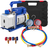 Automotive Cleaning: Vevor 4CFM 1/4HP Rotary Vane Vacuum Pump + R134AManifold Gauge Tester Charging +Hose