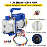 Automotive Cleaning: Vevor 4CFM 1/4HP Rotary Vane Vacuum Pump + R134AManifold Gauge Tester Charging +Hose