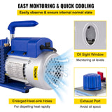 Automotive Cleaning: Vevor 4CFM 1/4HP Rotary Vane Vacuum Pump + R134AManifold Gauge Tester Charging +Hose