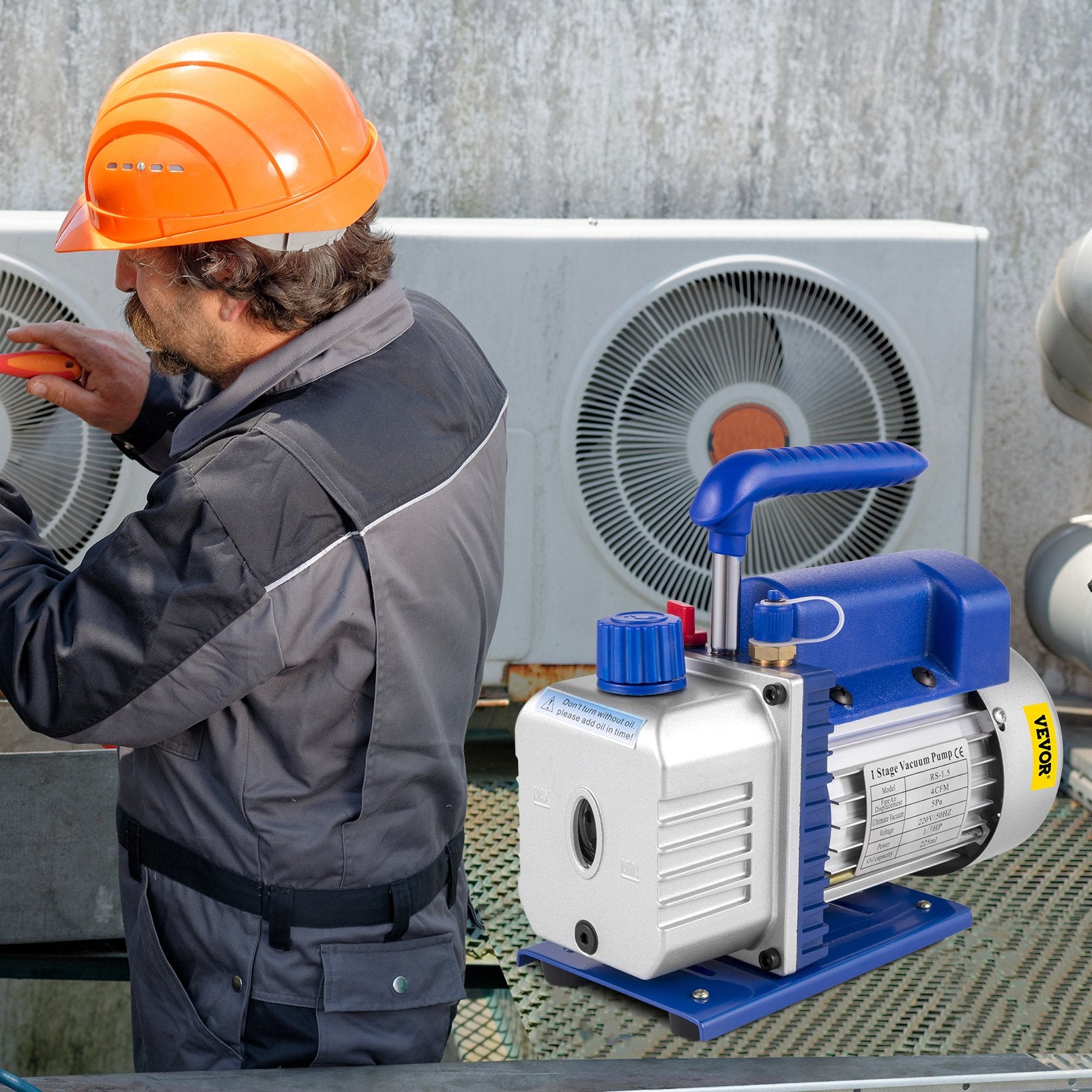 Automotive Cleaning: Vevor 4CFM 1/4HP Rotary Vane Vacuum Pump + R134AManifold Gauge Tester Charging +Hose