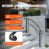 Dog Bowls, Feeders & Waterers: VEVOR 4-Step Handrail Fits 1 or 4 Steps Matte Black Stair Rail Wrought Iron Handrail with Installation Kit Hand Rails for Outdoor Steps