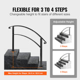 Dog Bowls, Feeders & Waterers: VEVOR 4-Step Handrail Fits 1 or 4 Steps Matte Black Stair Rail Wrought Iron Handrail with Installation Kit Hand Rails for Outdoor Steps