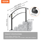 Dog Bowls, Feeders & Waterers: VEVOR 4-Step Handrail Fits 1 or 4 Steps Matte Black Stair Rail Wrought Iron Handrail with Installation Kit Hand Rails for Outdoor Steps