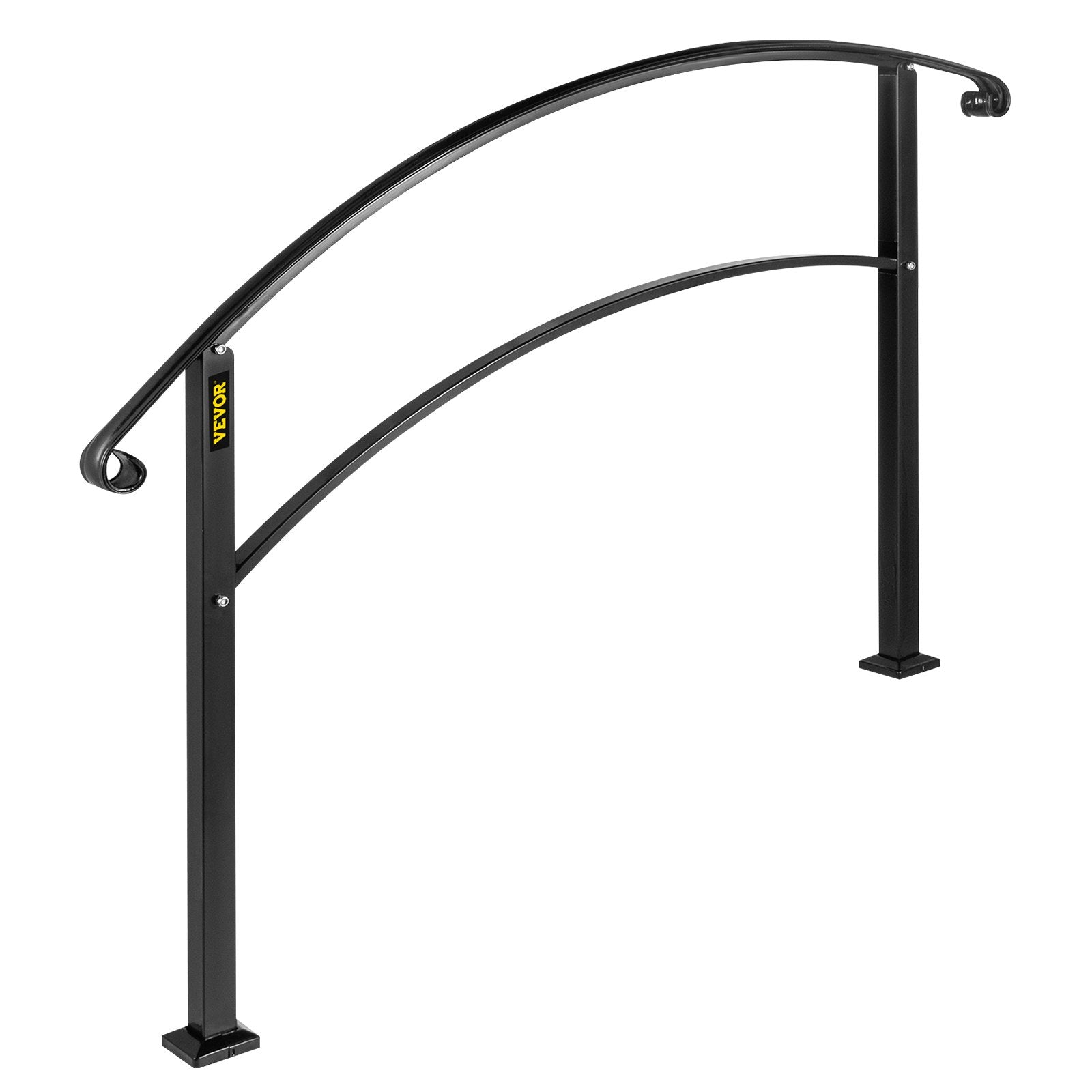Dog Bowls, Feeders & Waterers: VEVOR 4-Step Handrail Fits 1 or 4 Steps Matte Black Stair Rail Wrought Iron Handrail with Installation Kit Hand Rails for Outdoor Steps