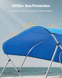 Laminators: VEVOR 4 Bow Boat Bimini Tops, 600D Polyester Canopy, Waterproof & Sun Protection Boat Awning Canopy with Storage Bag, Bimini Top Replacement, 96"Lx(91"-96")W, Pacific Blue (Support Frame Not Included)