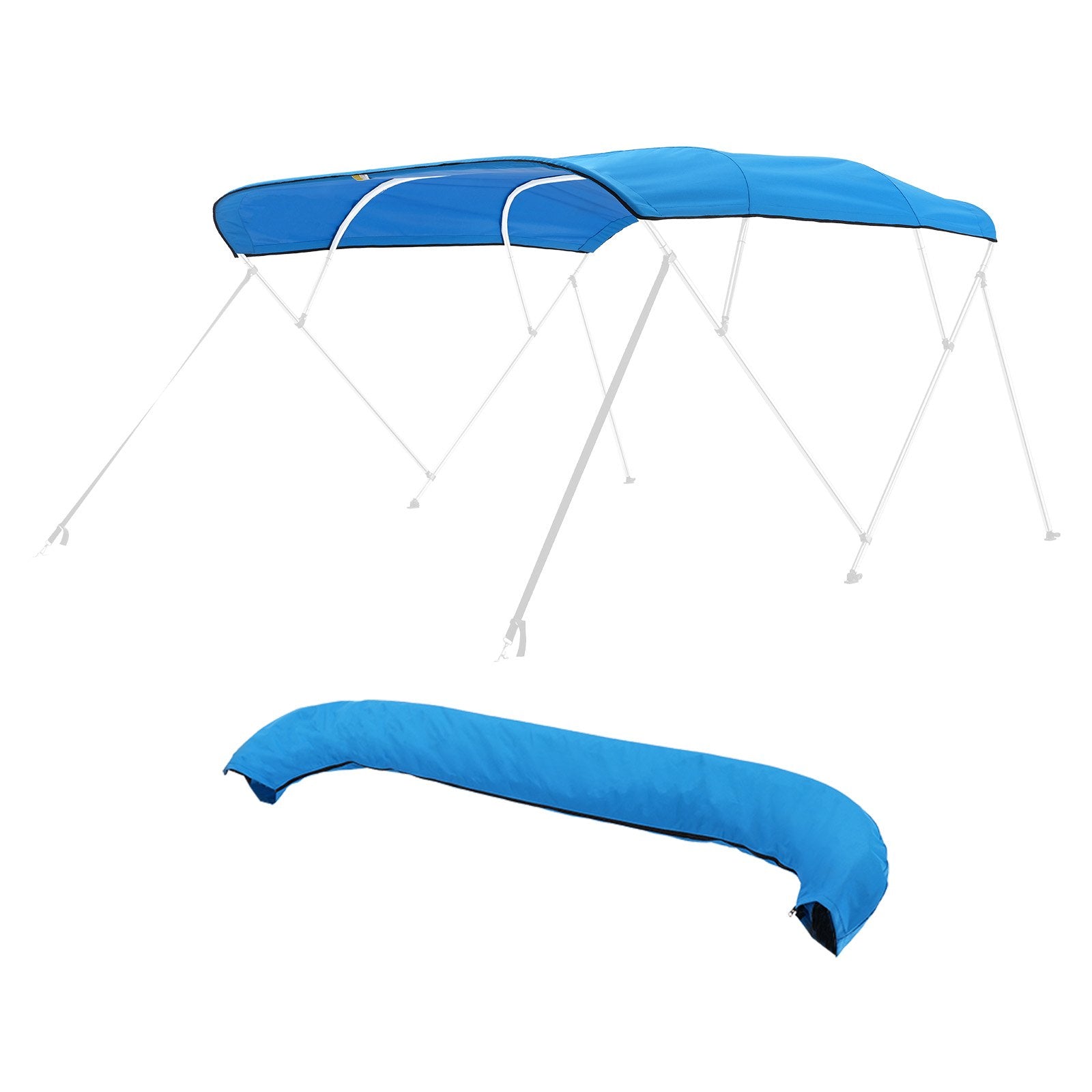 Laminators: VEVOR 4 Bow Boat Bimini Tops, 600D Polyester Canopy, Waterproof & Sun Protection Boat Awning Canopy with Storage Bag, Bimini Top Replacement, 96"Lx(91"-96")W, Pacific Blue (Support Frame Not Included)