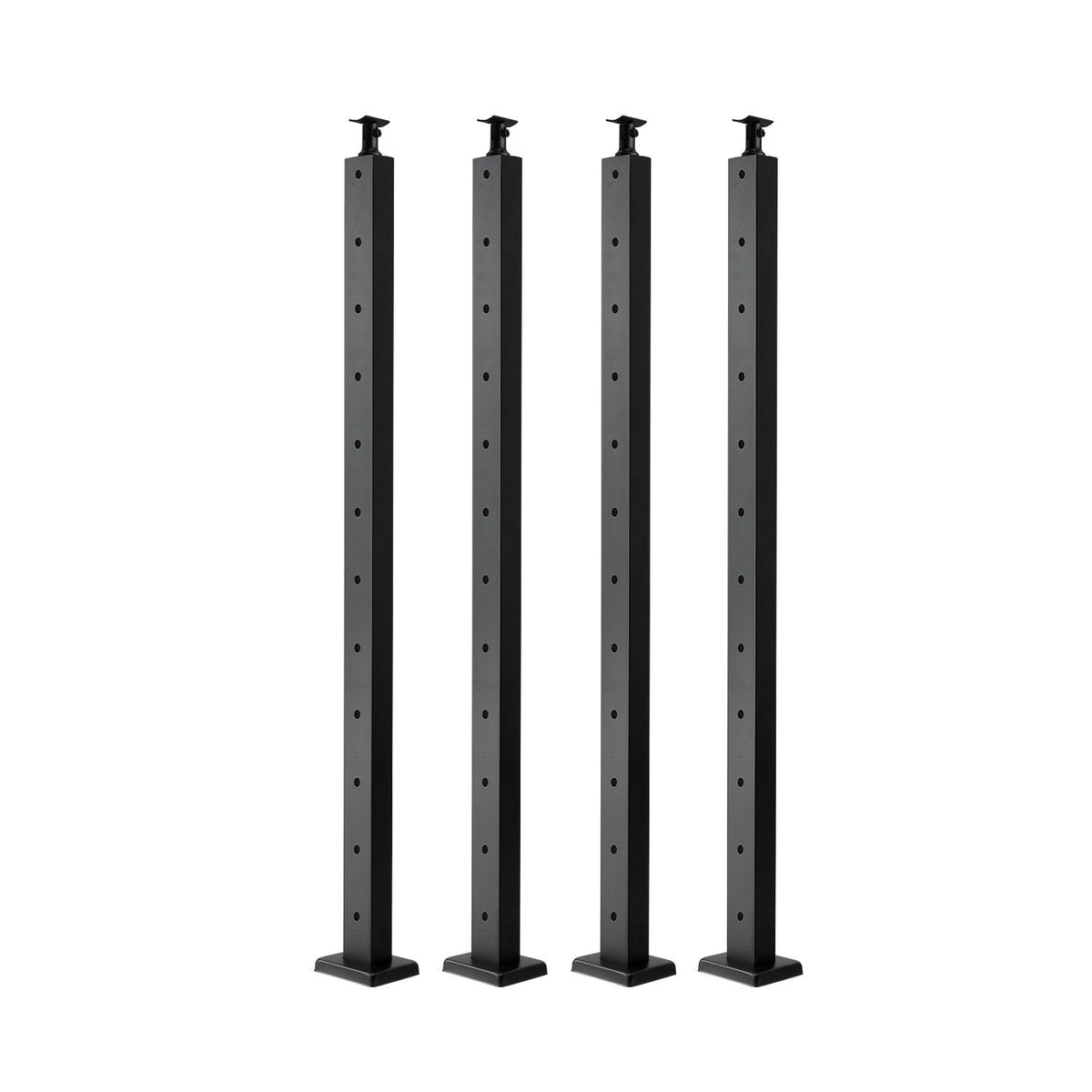 4-Pack Cable Railing Post, 1067x25x50 mm Horizontal-Hole Deck Railing Post with Pre-Drilled Holes, Stainless Steel Cable Rail Post with Horizontal and Curved Bracket, Black, 4JZLGZXHS106REP67001V0