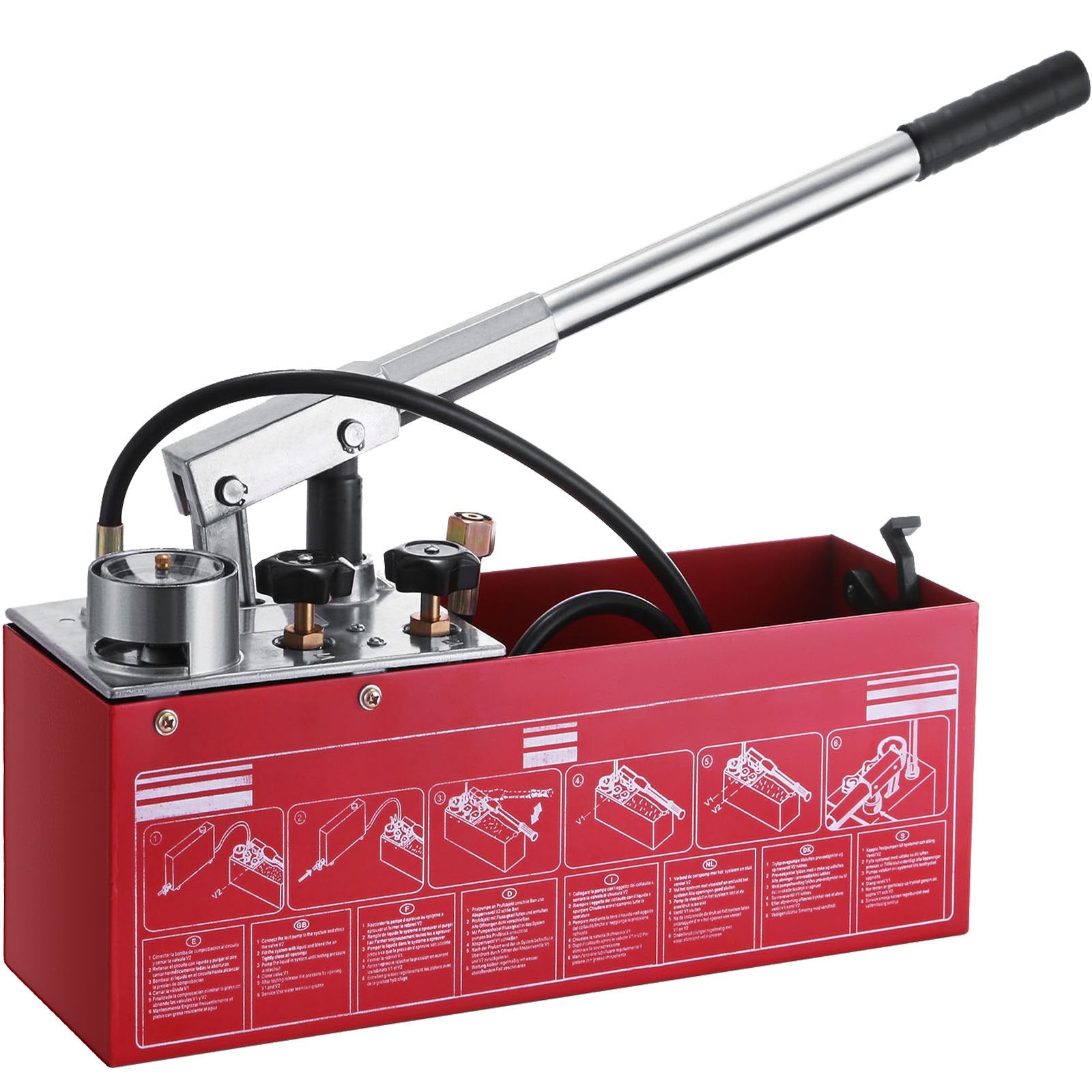Fuel & Exhaust: VEVOR Hydraulic Pressure Test Pump 50 Bar Hand Pressure Test Pump 726 PSI 3.2 Gallon Tank 45ML 1/2" BSP Hydrostatic Test Pump for Pipeline Pressure Container Irrigation Firemen (Test Pump 50 Bar)
