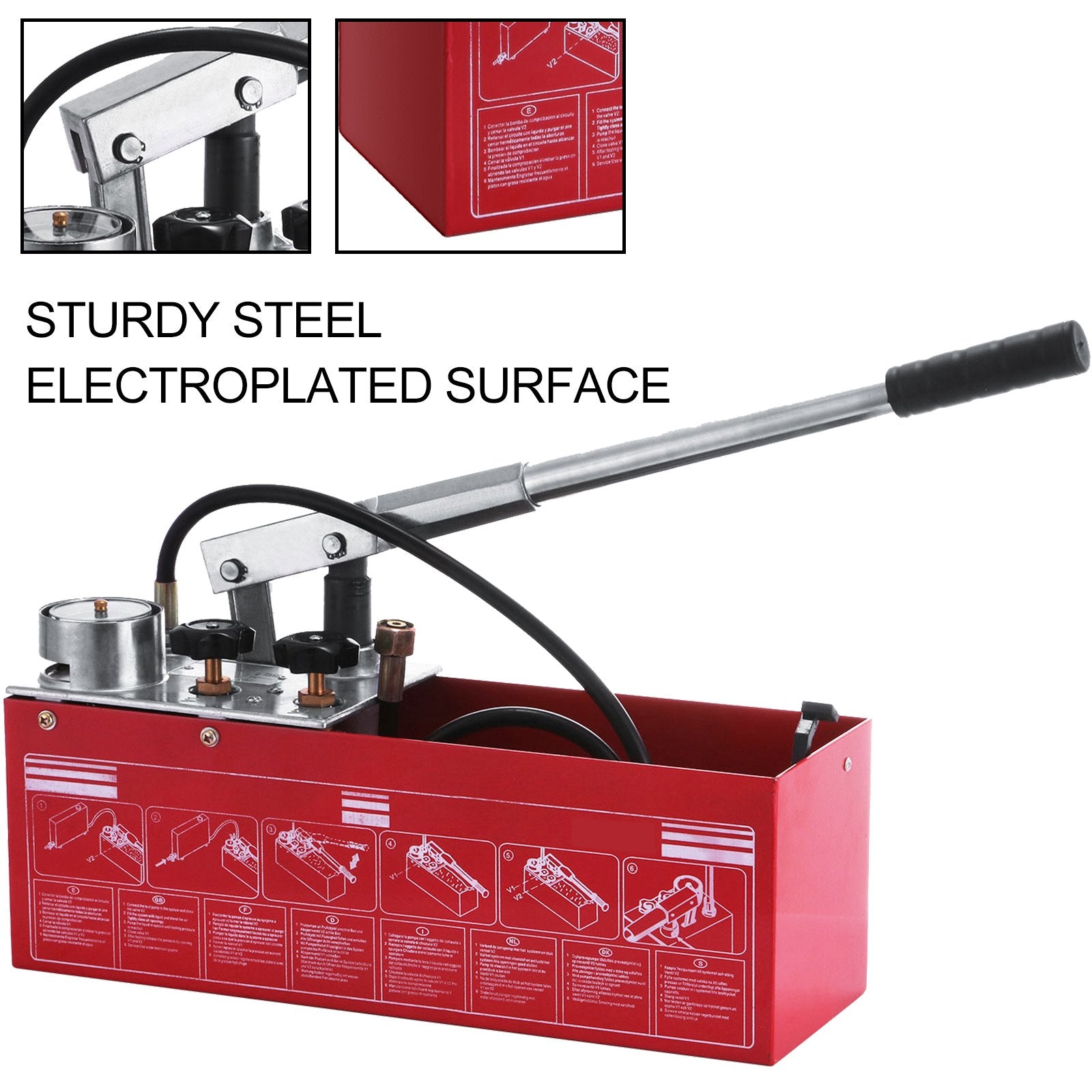 Fuel & Exhaust: VEVOR Hydraulic Pressure Test Pump 50 Bar Hand Pressure Test Pump 726 PSI 3.2 Gallon Tank 45ML 1/2" BSP Hydrostatic Test Pump for Pipeline Pressure Container Irrigation Firemen (Test Pump 50 Bar)