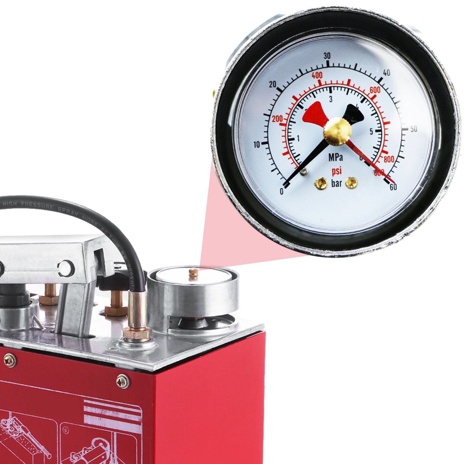 Fuel & Exhaust: VEVOR Hydraulic Pressure Test Pump 50 Bar Hand Pressure Test Pump 726 PSI 3.2 Gallon Tank 45ML 1/2" BSP Hydrostatic Test Pump for Pipeline Pressure Container Irrigation Firemen (Test Pump 50 Bar)