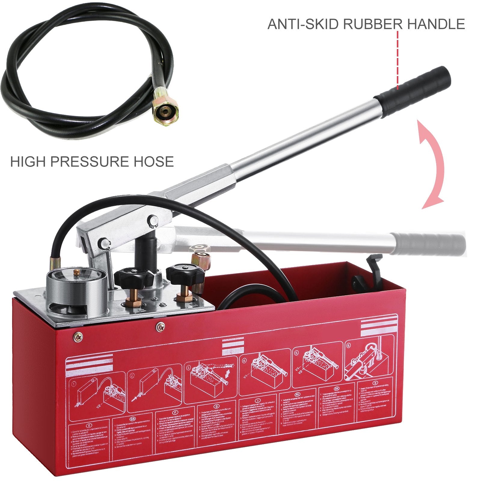 Fuel & Exhaust: VEVOR Hydraulic Pressure Test Pump 50 Bar Hand Pressure Test Pump 726 PSI 3.2 Gallon Tank 45ML 1/2" BSP Hydrostatic Test Pump for Pipeline Pressure Container Irrigation Firemen (Test Pump 50 Bar)