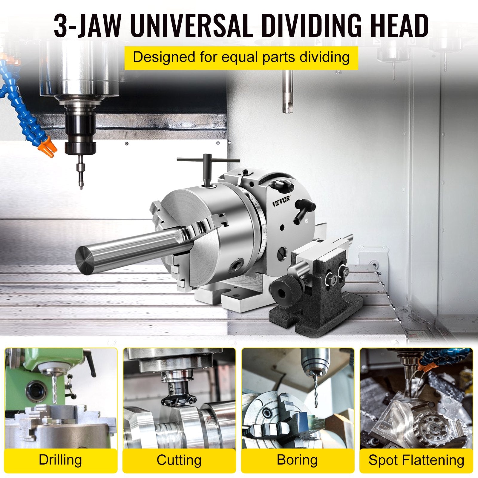 Drill & Screwdriver Accessories: VEVOR BS-0 Dividing Head 5 Inch, Precision Dividing Head Set with 5" 3-jaw Chuck & Tailstock Dividing Plates for Milling Machine