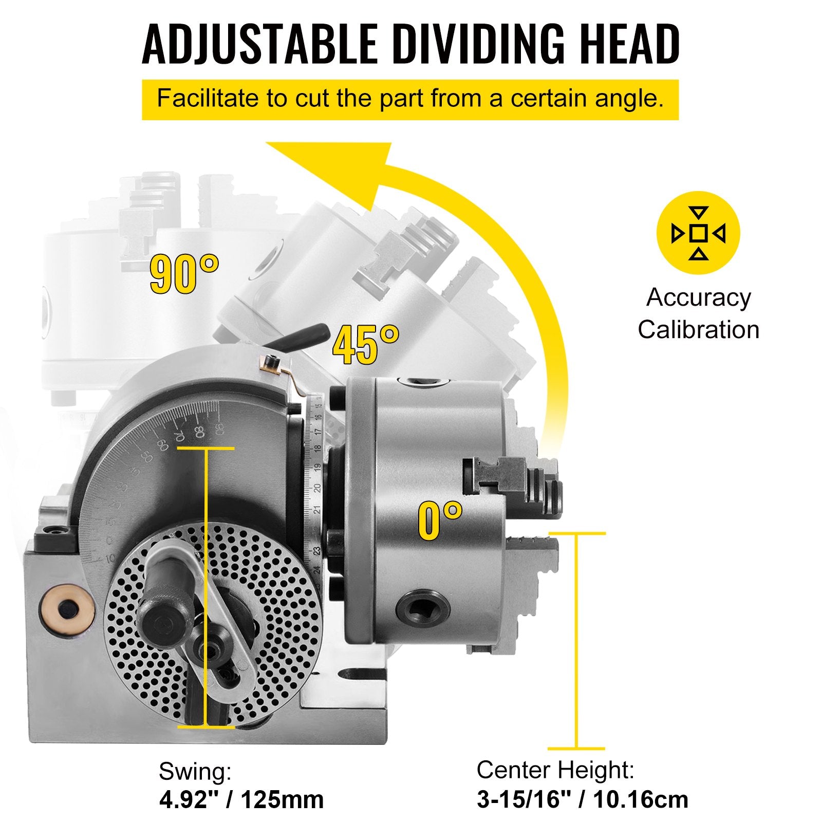 Drill & Screwdriver Accessories: VEVOR BS-0 Dividing Head 5 Inch, Precision Dividing Head Set with 5" 3-jaw Chuck & Tailstock Dividing Plates for Milling Machine