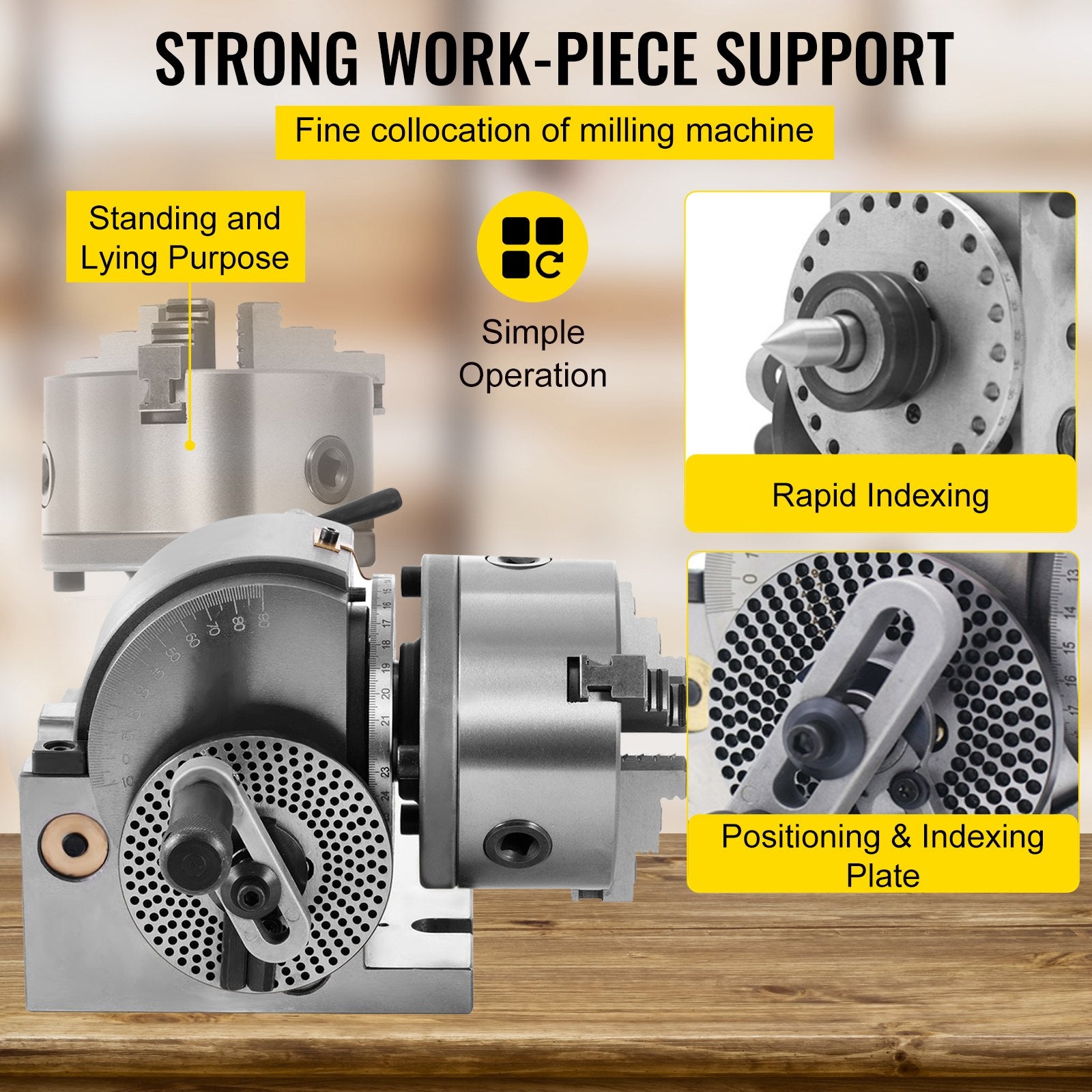 Drill & Screwdriver Accessories: VEVOR BS-0 Dividing Head 5 Inch, Precision Dividing Head Set with 5" 3-jaw Chuck & Tailstock Dividing Plates for Milling Machine