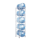 Bath Caddies: VEVOR 5 Tiers Water Jug Holder, 5 Gallon Water Bottle Holder, Single Row Water Bottle Rack for 5 Bottles, Heavy Duty Water Jug Rack for Kitchen, Office, Living Room, Silver