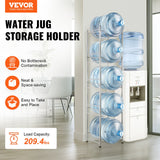 Bath Caddies: VEVOR 5 Tiers Water Jug Holder, 5 Gallon Water Bottle Holder, Single Row Water Bottle Rack for 5 Bottles, Heavy Duty Water Jug Rack for Kitchen, Office, Living Room, Silver
