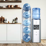 Bath Caddies: VEVOR 5 Tiers Water Jug Holder, 5 Gallon Water Bottle Holder, Single Row Water Bottle Rack for 5 Bottles, Heavy Duty Water Jug Rack for Kitchen, Office, Living Room, Silver