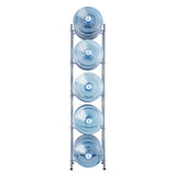 Bath Caddies: VEVOR 5 Tiers Water Jug Holder, 5 Gallon Water Bottle Holder, Single Row Water Bottle Rack for 5 Bottles, Heavy Duty Water Jug Rack for Kitchen, Office, Living Room, Silver
