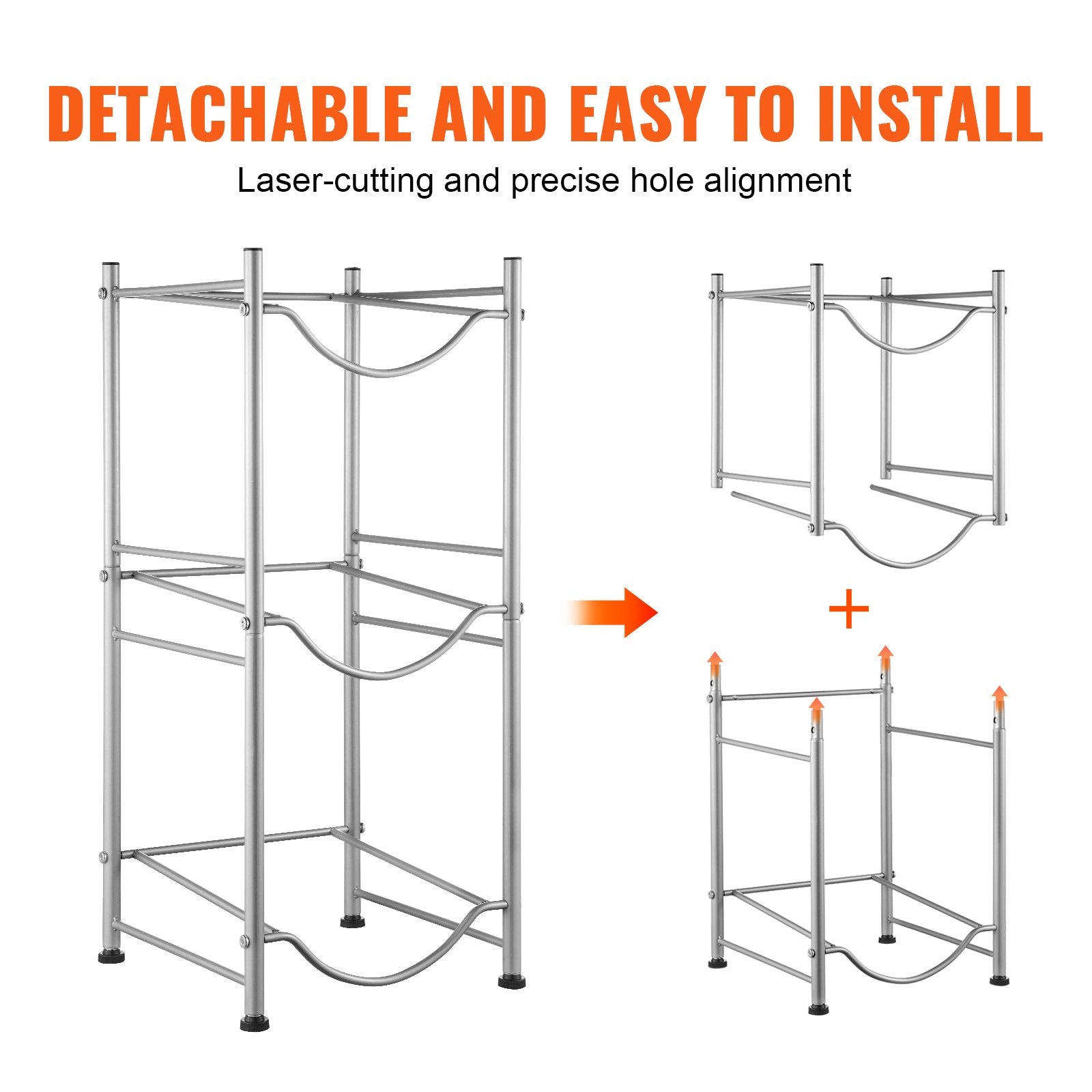 Fencing: VEVOR 3 Tiers Water Jug Holder, 5 Gallon Water Bottle Holder, Single Row Water Bottle Rack for 3 Bottles, Heavy Duty Water Jug Rack for Kitchen, Office, Living Room, Silver