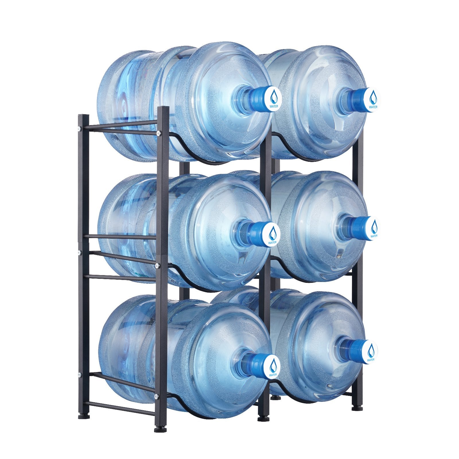 Bath Caddies: VEVOR 3 Tiers Water Jug Holder, 5 Gallon Water Bottle Holder, Double Row Water Bottle Rack for 6 Bottles, Heavy Duty Water Jug Rack for Kitchen, Office, Living Room, Black