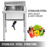 Kitchen & Bathroom DIY: VEVOR Handmade Sink Non-magnetic Stainless Steel Kitchen Sink Hand Made 1 Compartment 44.4 x 41.9 x 25.4 cm Capacity Huge Tub Sink for Farmhouse Cafe Shop Hospital