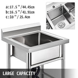 Kitchen & Bathroom DIY: VEVOR Handmade Sink Non-magnetic Stainless Steel Kitchen Sink Hand Made 1 Compartment 44.4 x 41.9 x 25.4 cm Capacity Huge Tub Sink for Farmhouse Cafe Shop Hospital