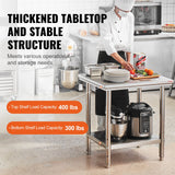 Basketball & Basketball Accessories: VEVOR Commercial Worktable & Workstation 24 x 30 x 32 Inch Stainless Steel Work Table Heavy Duty Commercial Food Prep Work Table for Home, Kitchen, Restaurant Metal Prep Table with Adjustable Feet