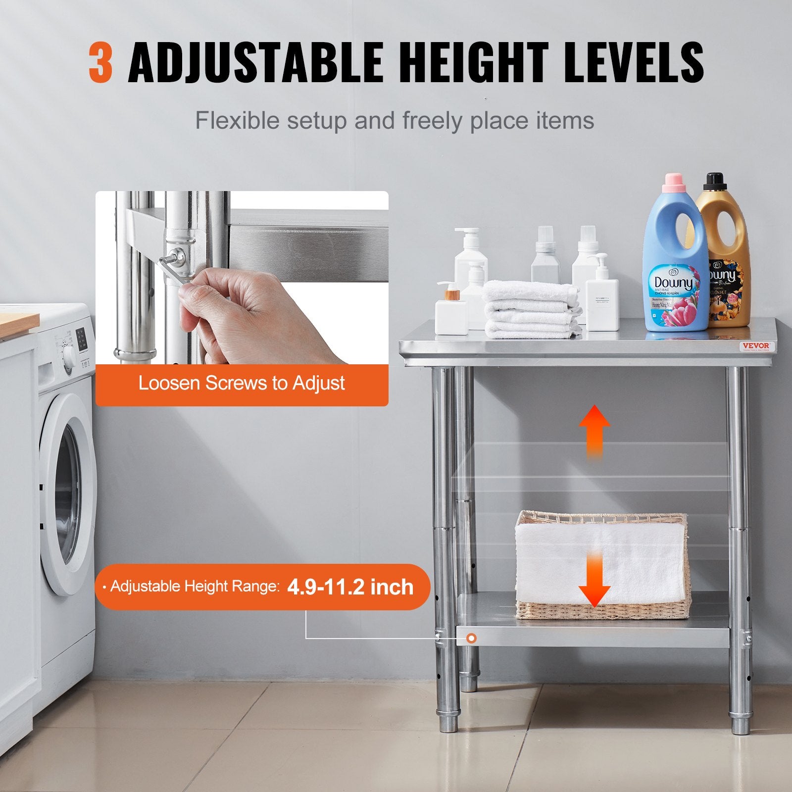 Basketball & Basketball Accessories: VEVOR Commercial Worktable & Workstation 24 x 30 x 32 Inch Stainless Steel Work Table Heavy Duty Commercial Food Prep Work Table for Home, Kitchen, Restaurant Metal Prep Table with Adjustable Feet