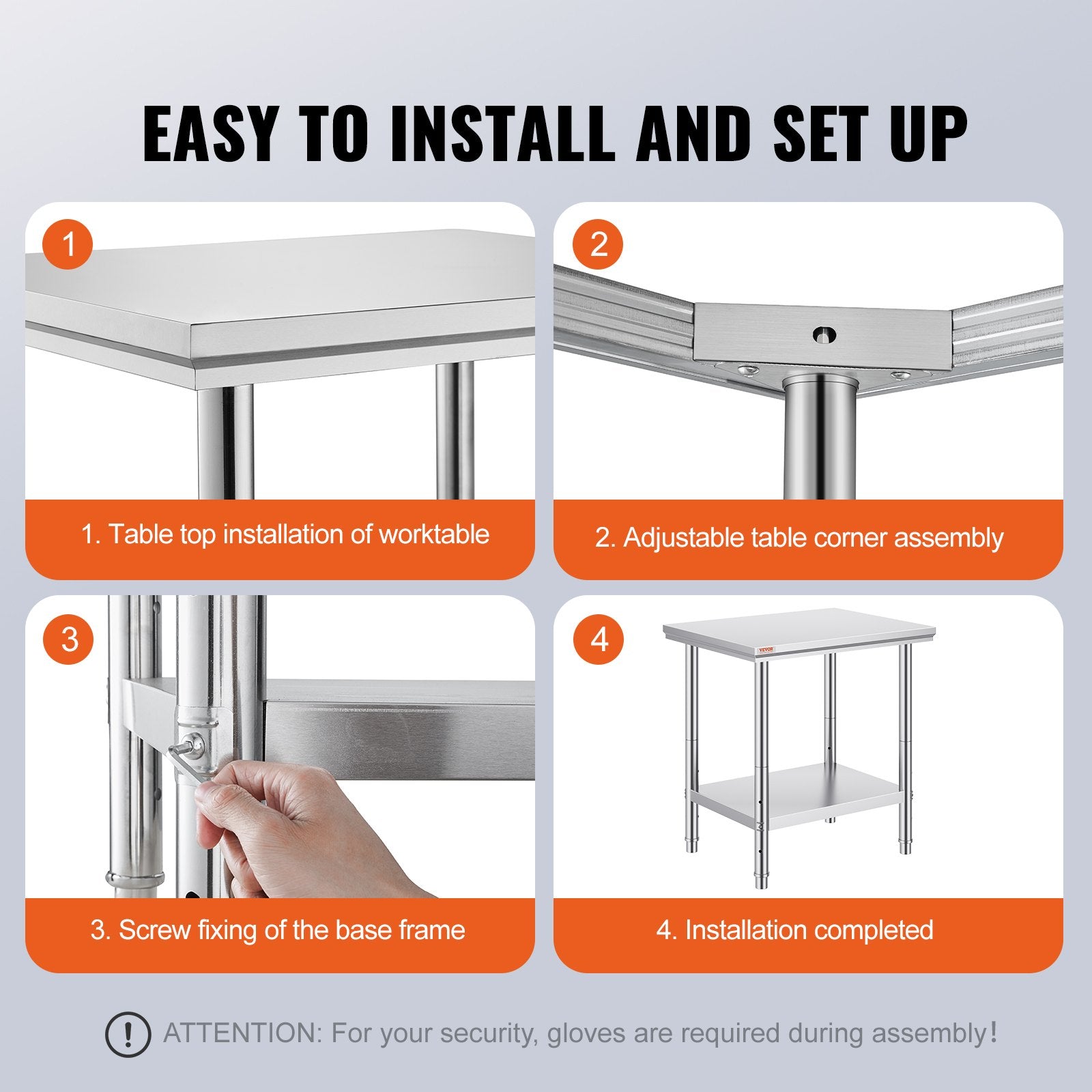 Basketball & Basketball Accessories: VEVOR Commercial Worktable & Workstation 24 x 30 x 32 Inch Stainless Steel Work Table Heavy Duty Commercial Food Prep Work Table for Home, Kitchen, Restaurant Metal Prep Table with Adjustable Feet