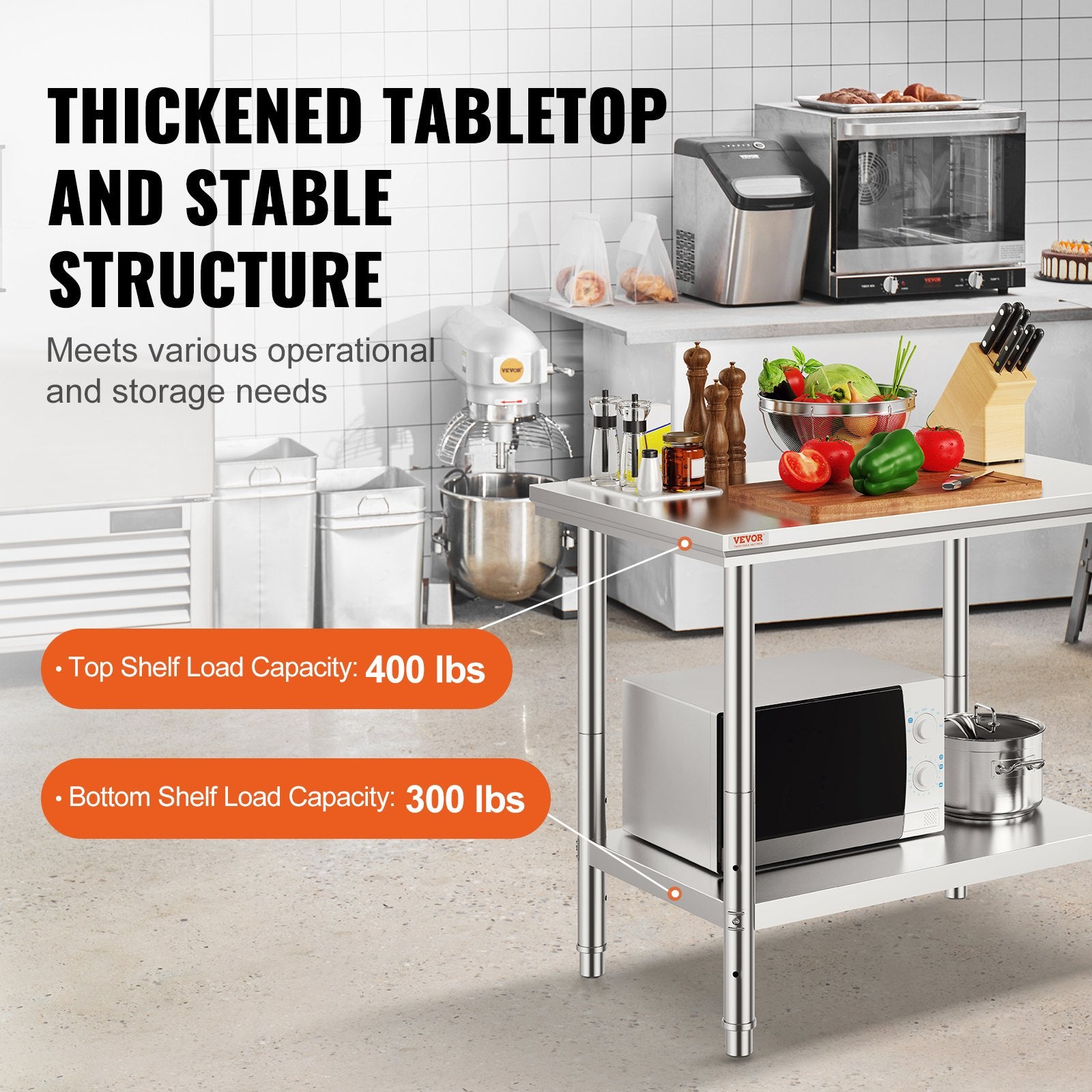 Outdoor Dining Sets: VEVOR 910x610mm Stainless Steel Kitchen Bench Commercial Work Food Prep Table