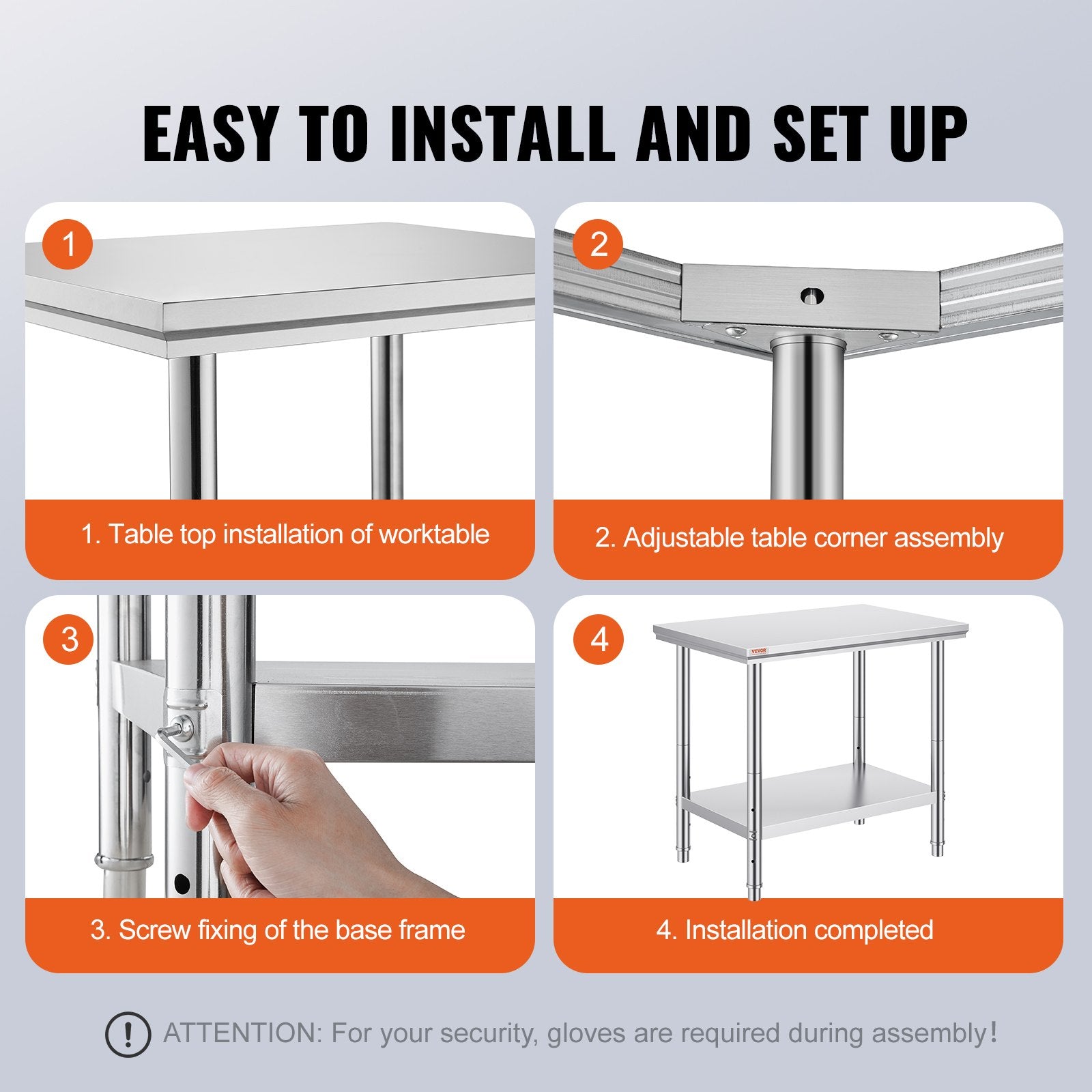 Outdoor Dining Sets: VEVOR 910x610mm Stainless Steel Kitchen Bench Commercial Work Food Prep Table