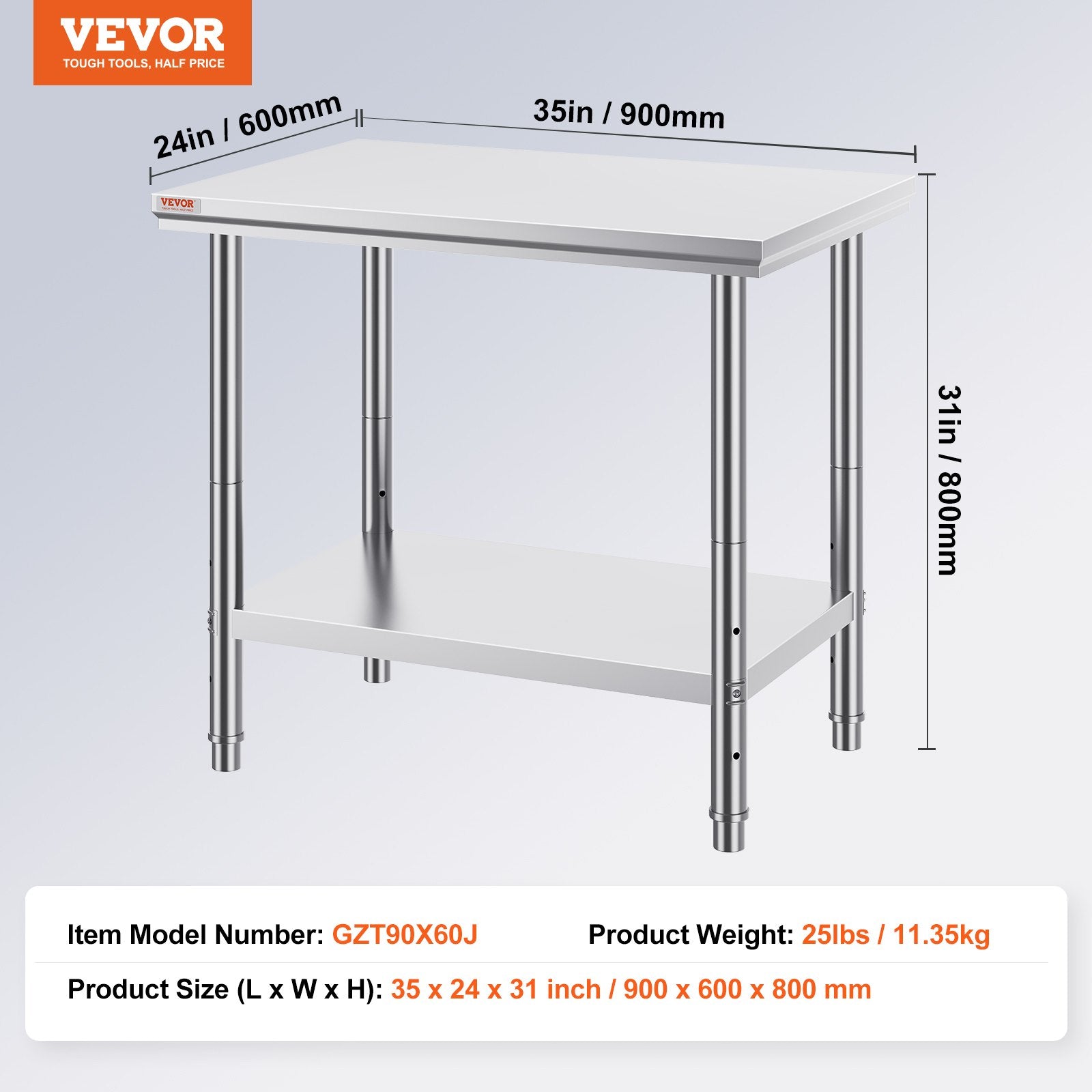 Outdoor Dining Sets: VEVOR 910x610mm Stainless Steel Kitchen Bench Commercial Work Food Prep Table