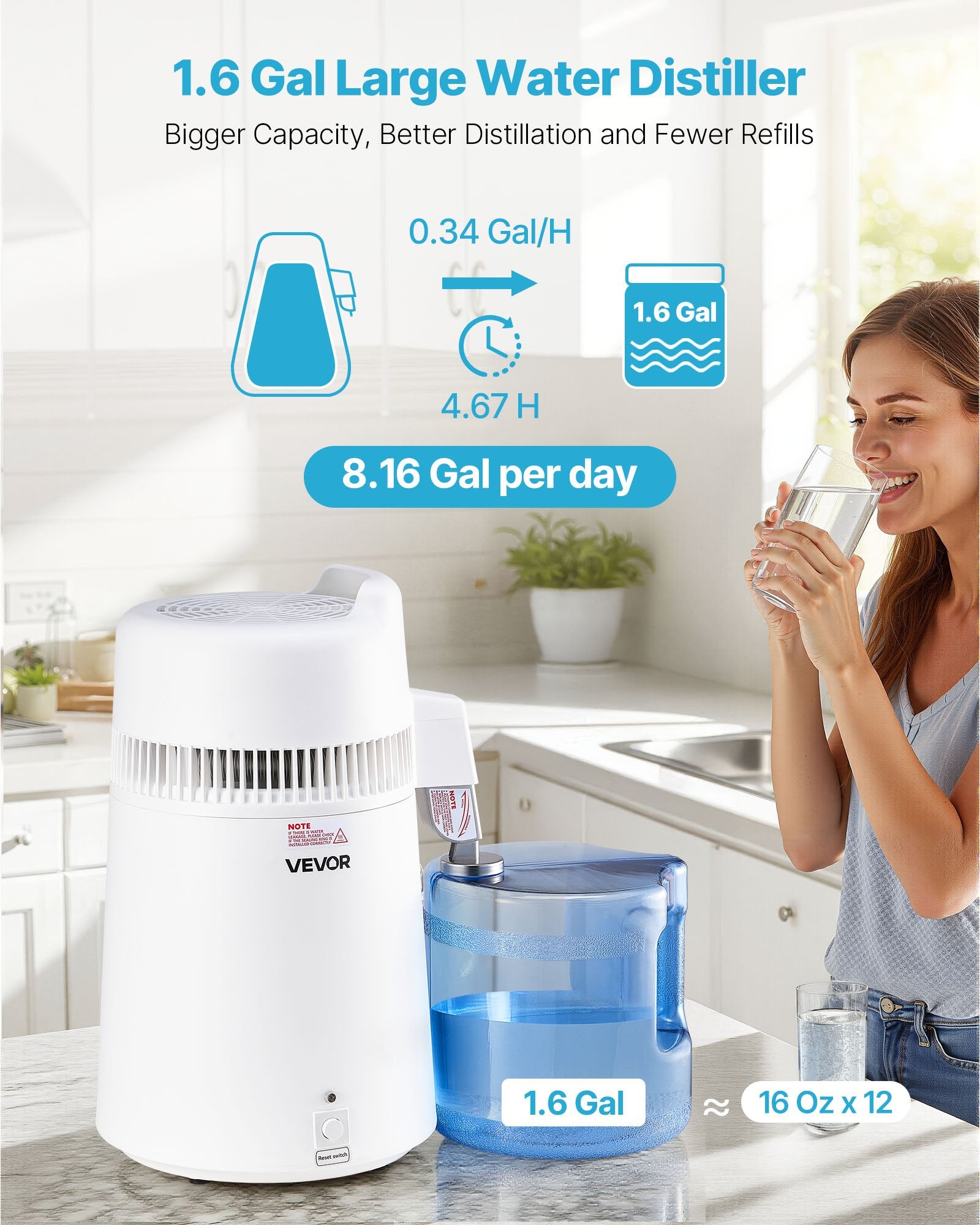 Distilling & Brewing: VEVOR 6L Water Distiller Home Countertop Purifier Machine 900W Plastic Container