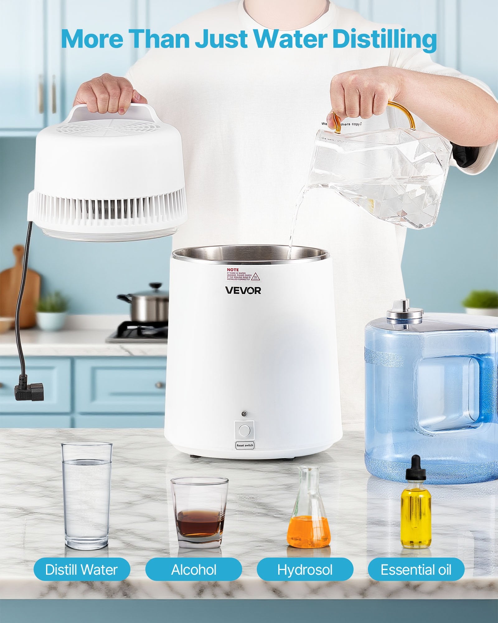 Distilling & Brewing: VEVOR 6L Water Distiller Home Countertop Purifier Machine 900W Plastic Container