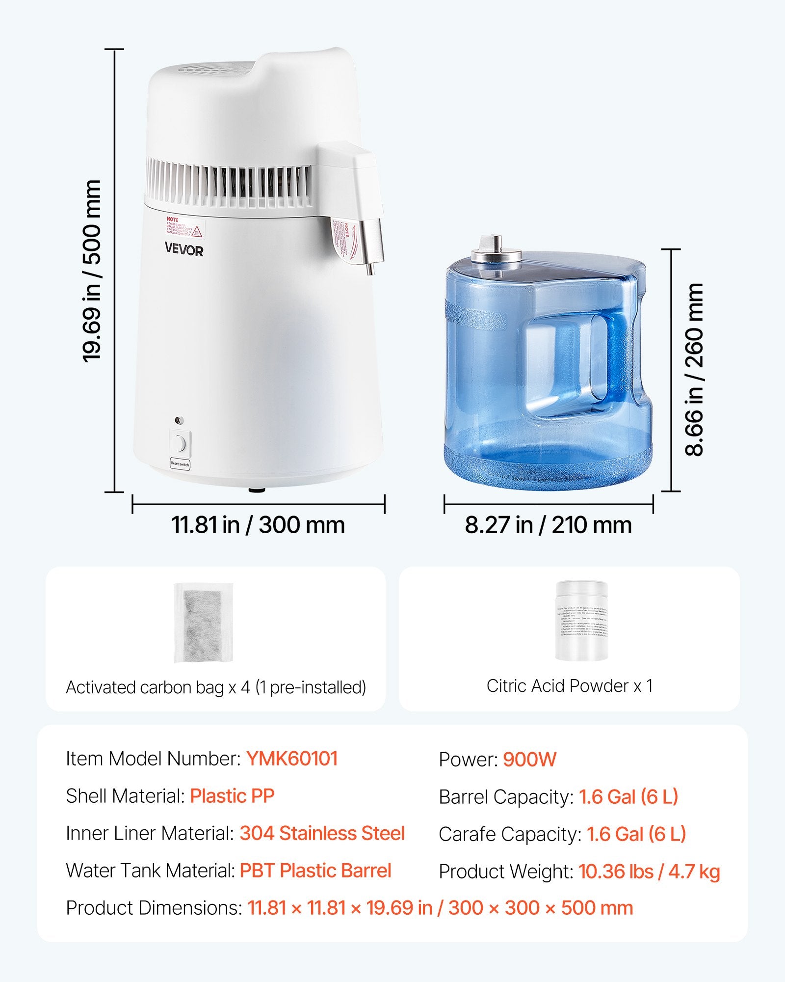 Distilling & Brewing: VEVOR 6L Water Distiller Home Countertop Purifier Machine 900W Plastic Container