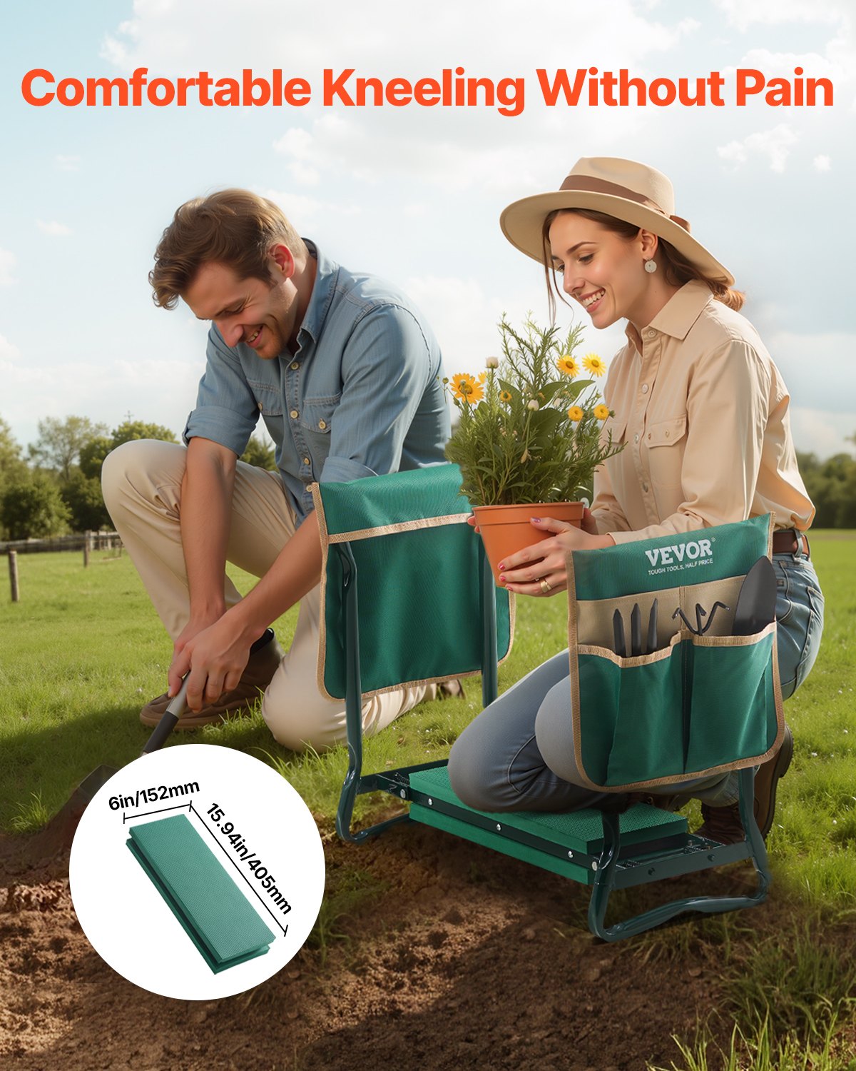 Mobility & Accessibility: VEVOR Garden Kneeler and Seat, 6 in Wide Kneeling Pad, Heavy Duty Garden Kneeling Stool, Folding Garden Seat with 2 Tool Bags, Relieve Knee & Back Pain, Portable Garden Bench for Women Grandparents
