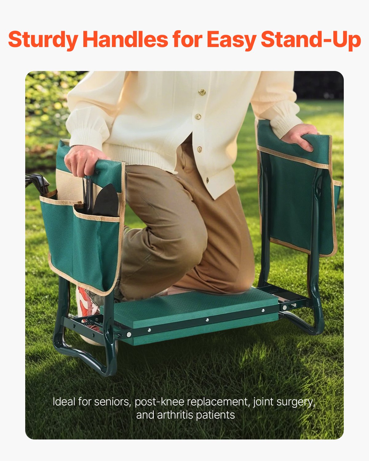 Mobility & Accessibility: VEVOR Garden Kneeler and Seat, 6 in Wide Kneeling Pad, Heavy Duty Garden Kneeling Stool, Folding Garden Seat with 2 Tool Bags, Relieve Knee & Back Pain, Portable Garden Bench for Women Grandparents