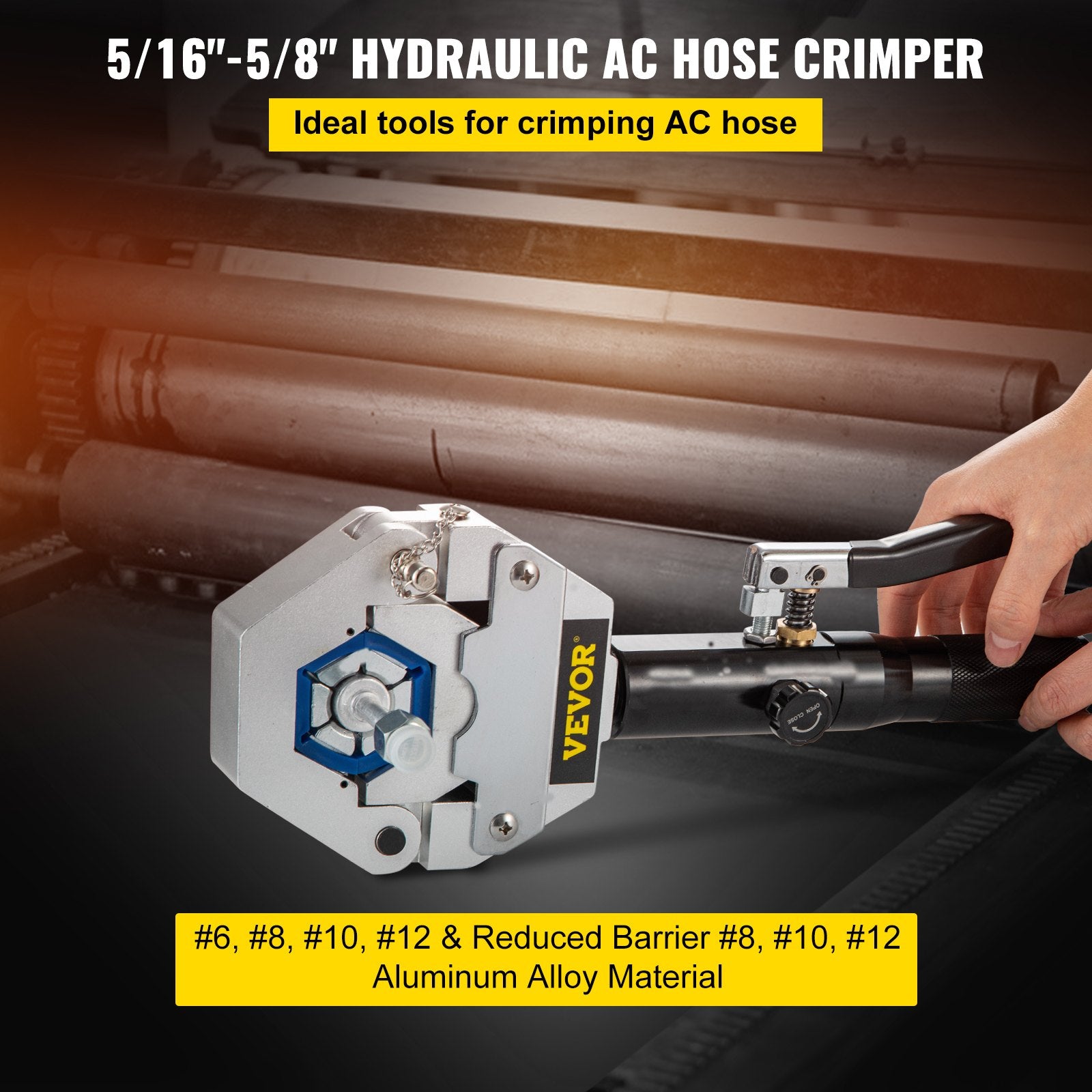 Automotive Repair & Speciality Tools: VEVOR Hydraulic Hose Crimper Hydra-Krimp 71500,Manual AC Hose Crimper Kit Air Conditioning Repaire Handheld,Hydraulic Hose Crimping Tool with 7 Die Set, for Barbed and Beaded Hose Fittings