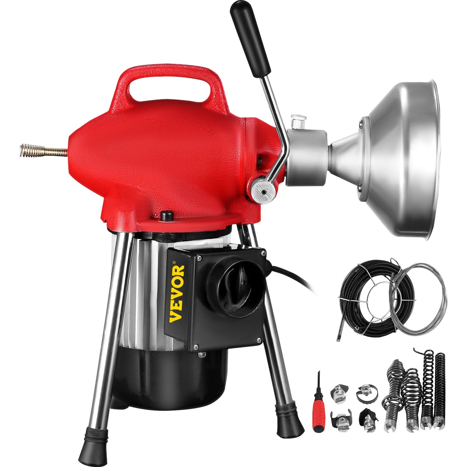 Gardening Tools: VEVOR 0.75-4 Inch Sectional Pipe Drain Cleaning Machine 400PRM Snake Cleaner Pipe Drain Cleaning Machine with 66 Ft x 0.67 Inch Galvanize Cable Heavy Duty