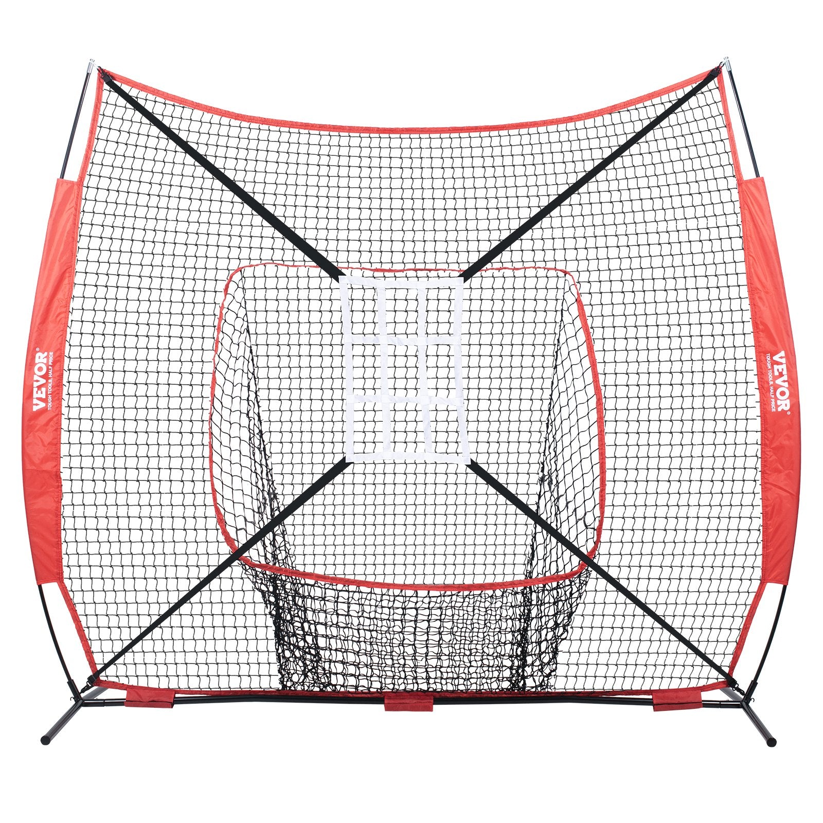 Basketball & Basketball Accessories: VEVOR 7x7 Baseball Softball Practice Net, Portable Baseball Training Net for Hitting Catching Pitching, Backstop Baseball Equipment with Bow Frame, Carry Bag, Strike Zone, Ball, Tee, Ball Collector