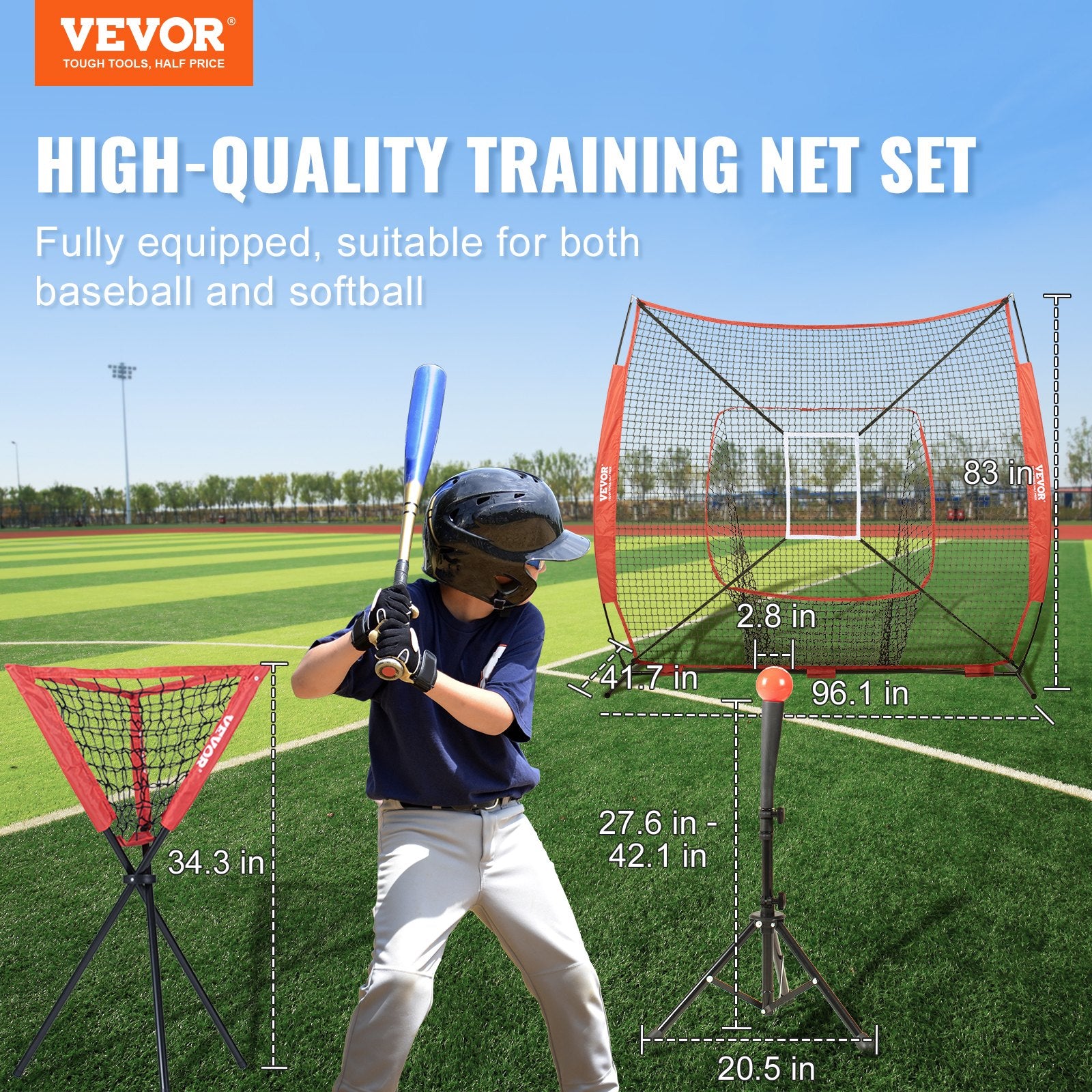 Basketball & Basketball Accessories: VEVOR 7x7 Baseball Softball Practice Net, Portable Baseball Training Net for Hitting Catching Pitching, Backstop Baseball Equipment with Bow Frame, Carry Bag, Strike Zone, Ball, Tee, Ball Collector