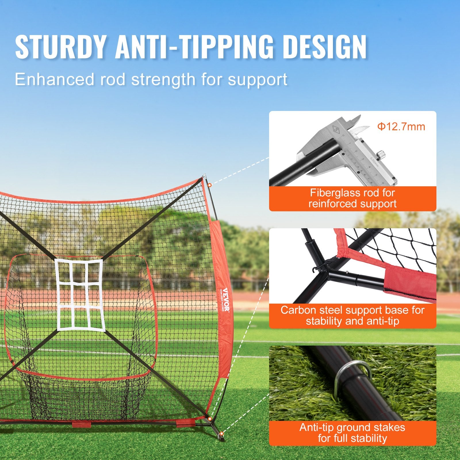 Basketball & Basketball Accessories: VEVOR 7x7 Baseball Softball Practice Net, Portable Baseball Training Net for Hitting Catching Pitching, Backstop Baseball Equipment with Bow Frame, Carry Bag, Strike Zone, Ball, Tee, Ball Collector