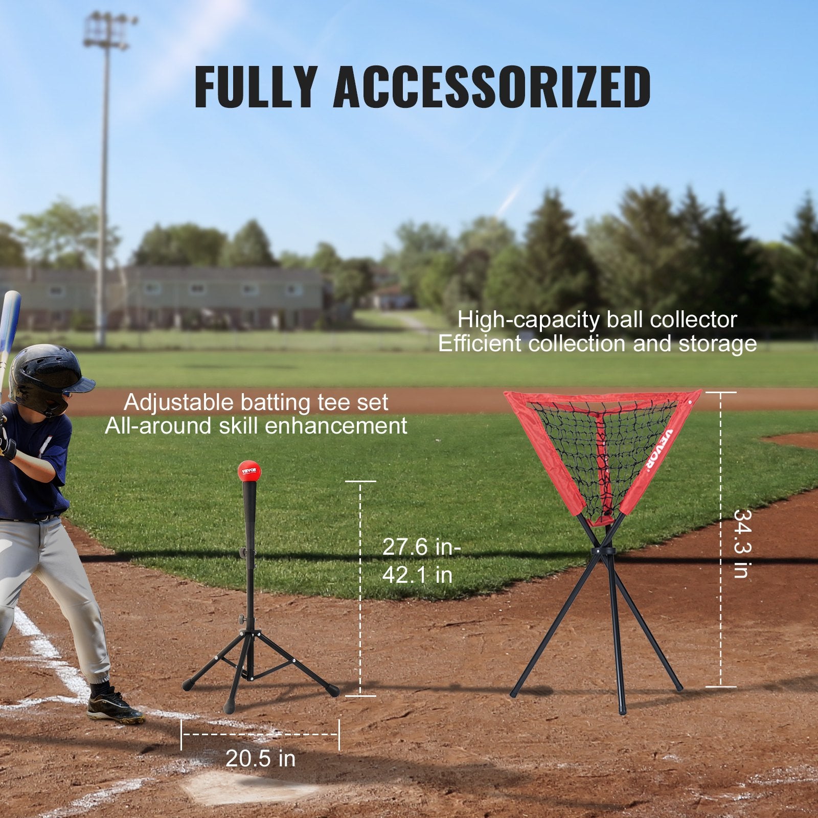 Basketball & Basketball Accessories: VEVOR 7x7 Baseball Softball Practice Net, Portable Baseball Training Net for Hitting Catching Pitching, Backstop Baseball Equipment with Bow Frame, Carry Bag, Strike Zone, Ball, Tee, Ball Collector