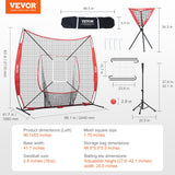 Basketball & Basketball Accessories: VEVOR 7x7 Baseball Softball Practice Net, Portable Baseball Training Net for Hitting Catching Pitching, Backstop Baseball Equipment with Bow Frame, Carry Bag, Strike Zone, Ball, Tee, Ball Collector