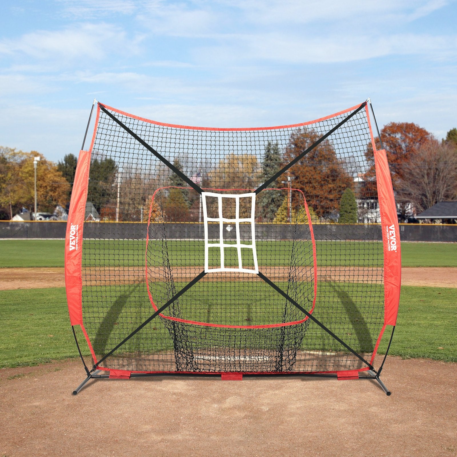 Basketball & Basketball Accessories: VEVOR 7x7 Baseball Softball Practice Net, Portable Baseball Training Net for Hitting Catching Pitching, Backstop Baseball Equipment with Bow Frame, Carry Bag, Strike Zone, Ball, Tee, Ball Collector