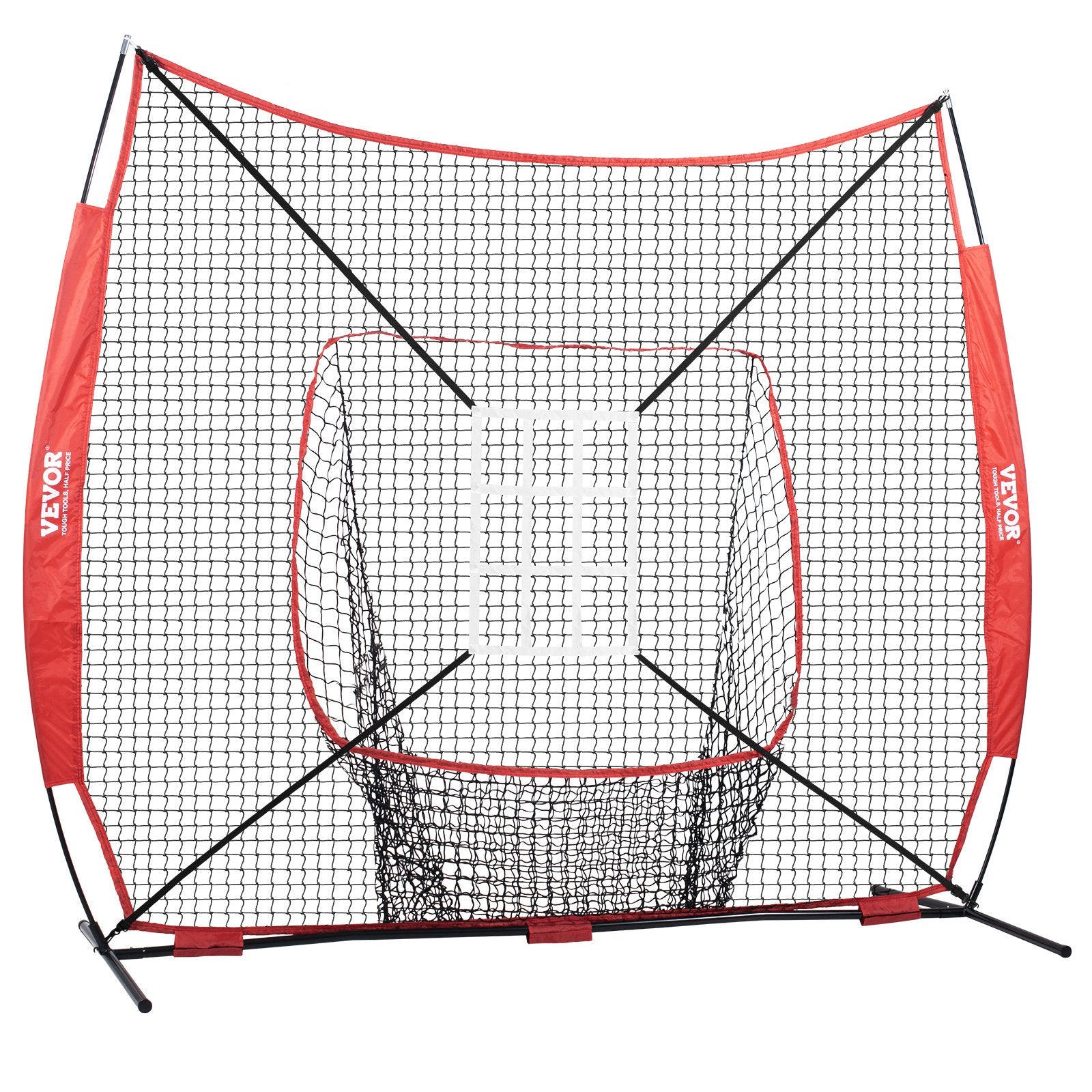 Basketball & Basketball Accessories: VEVOR 7x7 Baseball Softball Practice Net, Portable Baseball Training Net for Hitting Catching Pitching, Backstop Baseball Equipment with Bow Frame, Carry Bag, Strike Zone, Ball, Tee, Ball Collector