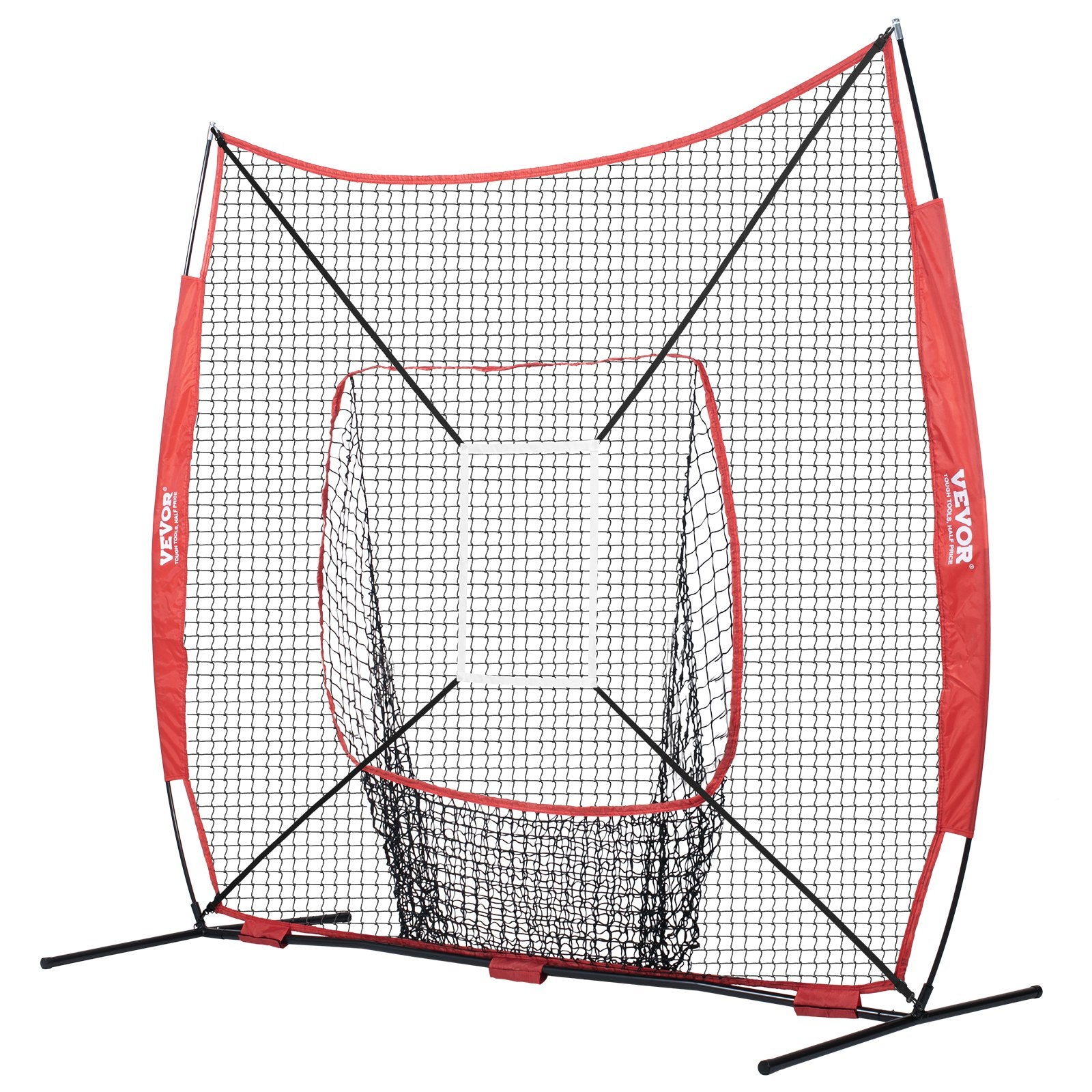 Basketball & Basketball Accessories: VEVOR 7x7 Baseball Softball Practice Net, Portable Baseball Training Net for Hitting Catching Pitching, Backstop Baseball Equipment with Bow Frame, Carry Bag, Strike Zone, Ball, Tee, Ball Collector