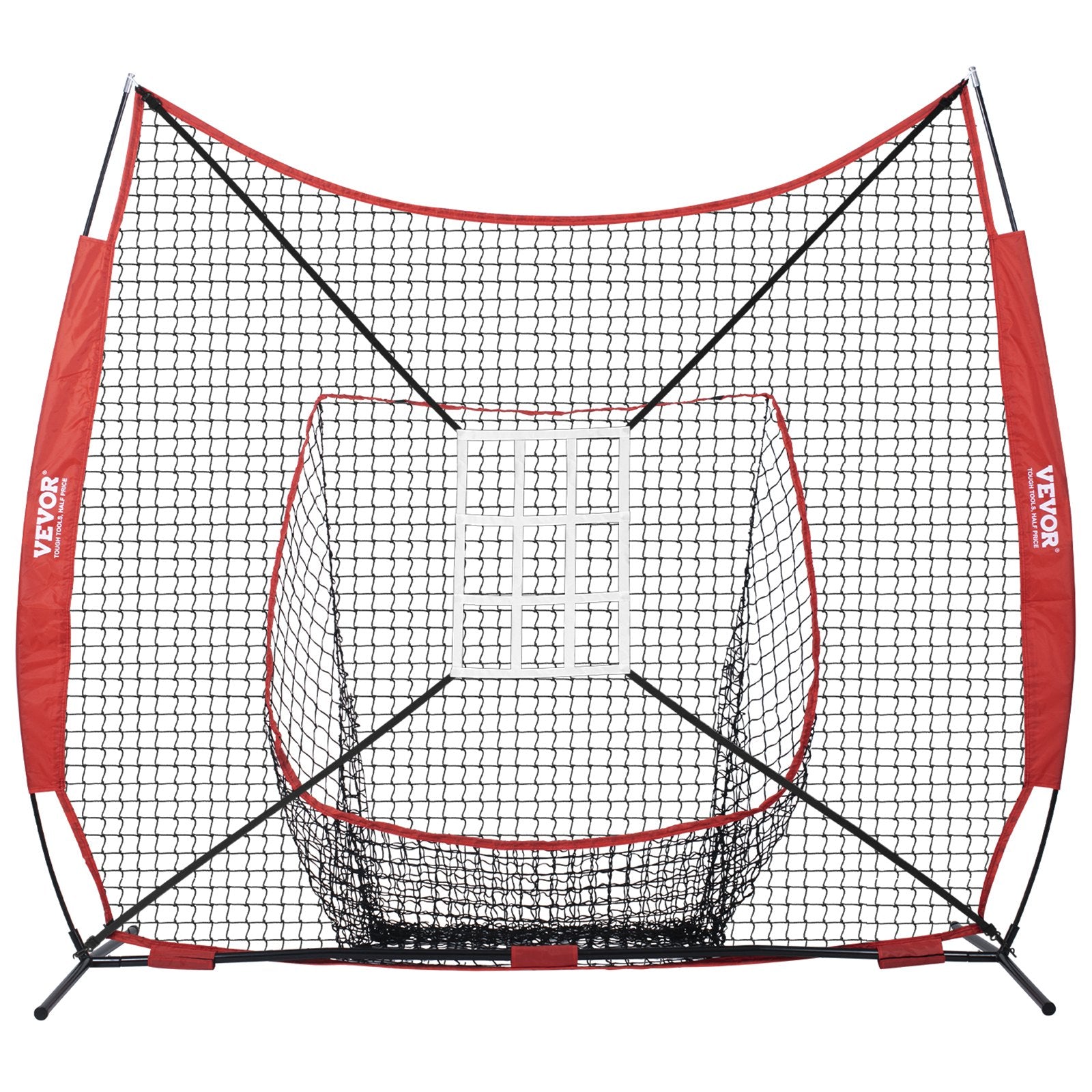Basketball & Basketball Accessories: VEVOR 7x7 ft Baseball Softball Practice Net, Portable Baseball Training Net for Hitting Catching Pitching, Backstop Equipment with Bow Frame, Carry Bag, Strike Zone, 12 Balls, Tee, and Ball Collector