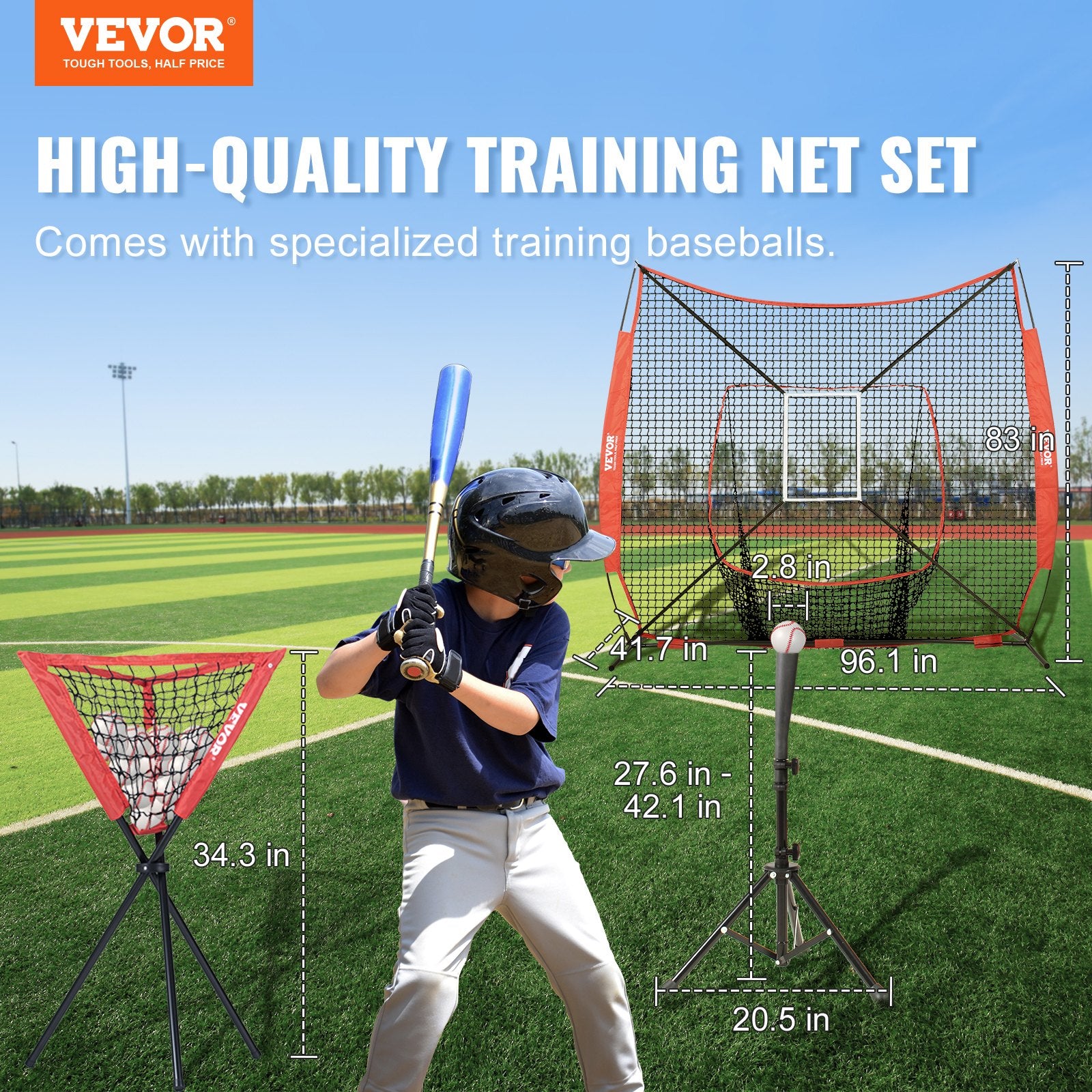 Basketball & Basketball Accessories: VEVOR 7x7 ft Baseball Softball Practice Net, Portable Baseball Training Net for Hitting Catching Pitching, Backstop Equipment with Bow Frame, Carry Bag, Strike Zone, 12 Balls, Tee, and Ball Collector
